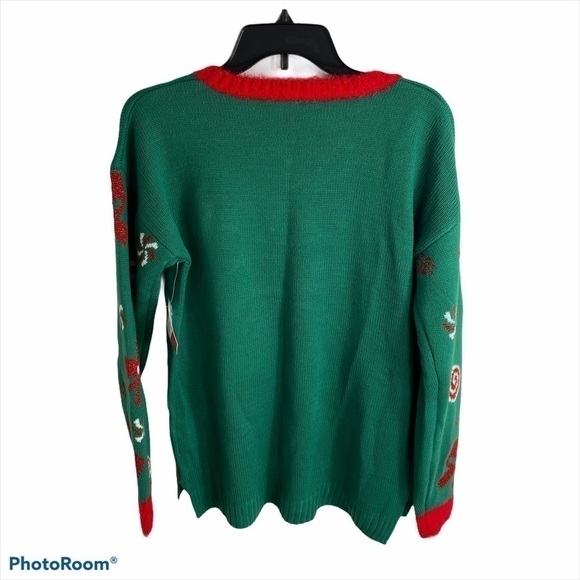 Treat Your Elf Ugly Christmas Sweater Women’s NWT Small Green Red - Picture 2 of 10